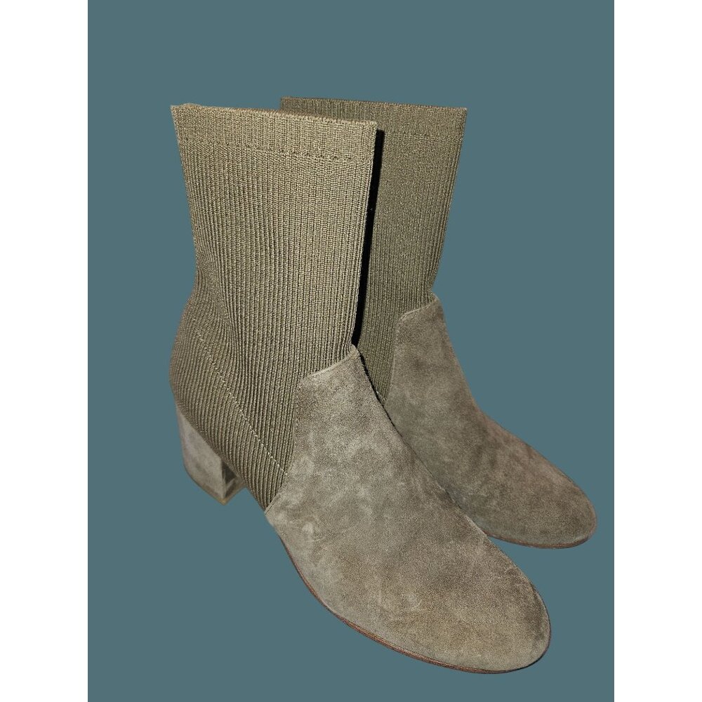 Eileen Fisher Knolls Stretch Suede Sock Knit Ankle Booties Women 8.5 Minimalist
